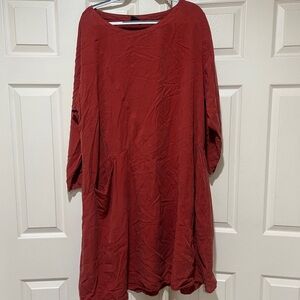 Lisa Bayne Dress Oversized‎ Bamboo Cotton Lagenlook Asymmetrical Boho Pocket XXL